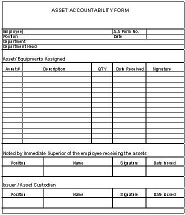 Asset Accountability Form