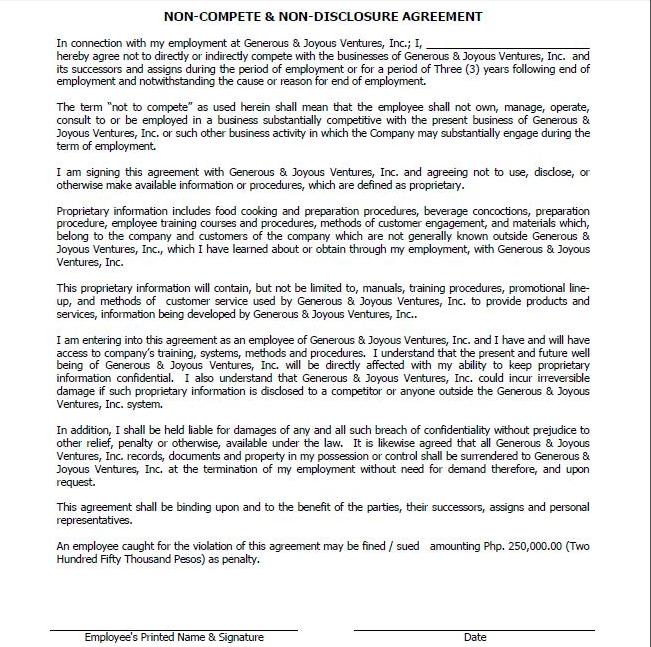 Non-Compete and Non-Disclosure Agreement