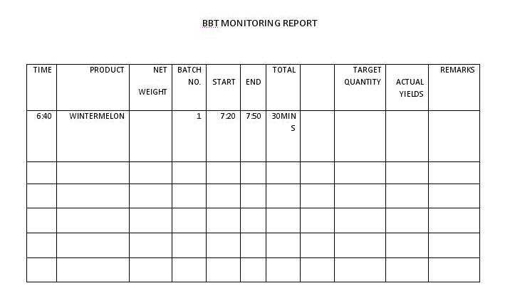BBT Monitoring Report